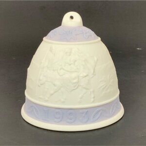 Lladro 1993 Porcelain Christmas Bell Collectors Ornament Purple Accent